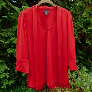 Worthington Hi-Lo Tunic Blouse with Neck Ties & Side Slits